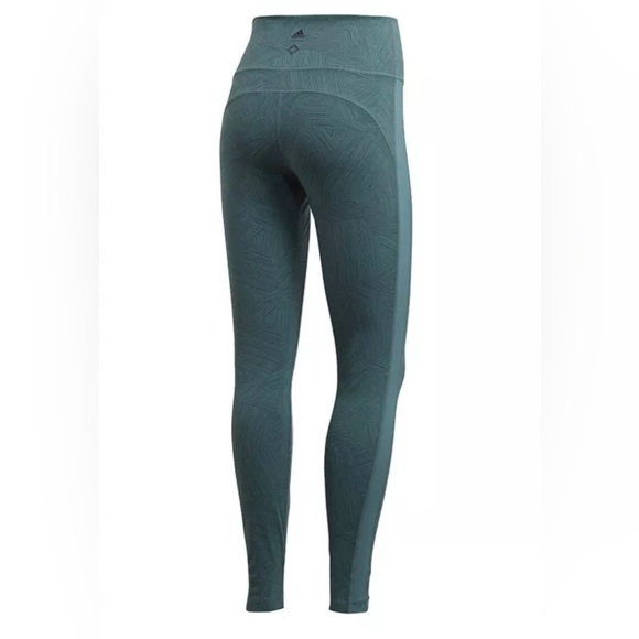 ADIDAS Wanderlust CLIMALITE High-rise Cropped Leggings RAW GREEN Women’s Medium - Picture 12 of 12